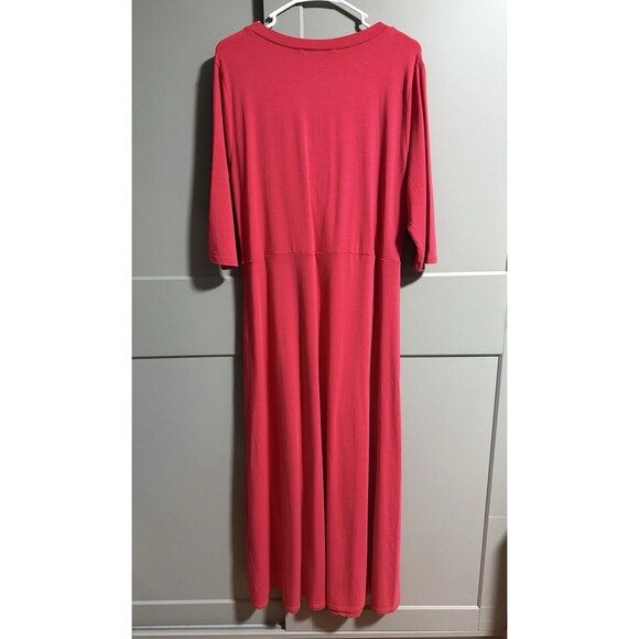 Soft Surroundings Petite Half Sleeve Faux Wrap Maxi Dress Stretchy Red Size PL - Picture 5 of 7
